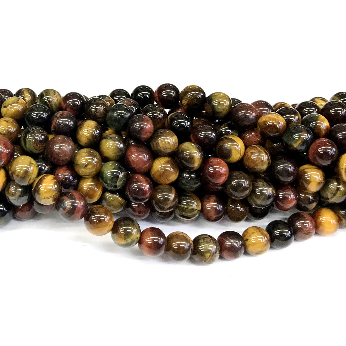 CTE39 Colorful Tiger Eye Beads Smooth Round 8mm 15" Strand