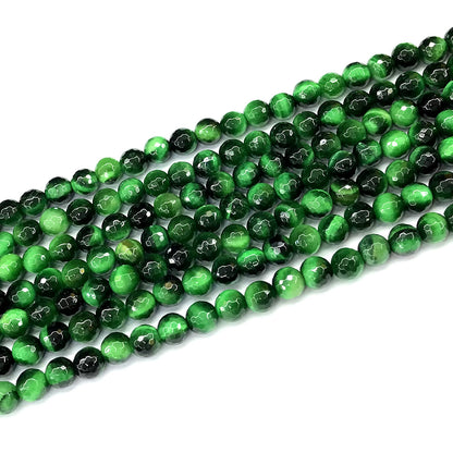 CTE390 Green Tiger Eye Beads Faceted Round 6mm 15" Strand