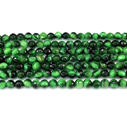 CTE390 Green Tiger Eye Beads Faceted Round 6mm 15" Strand