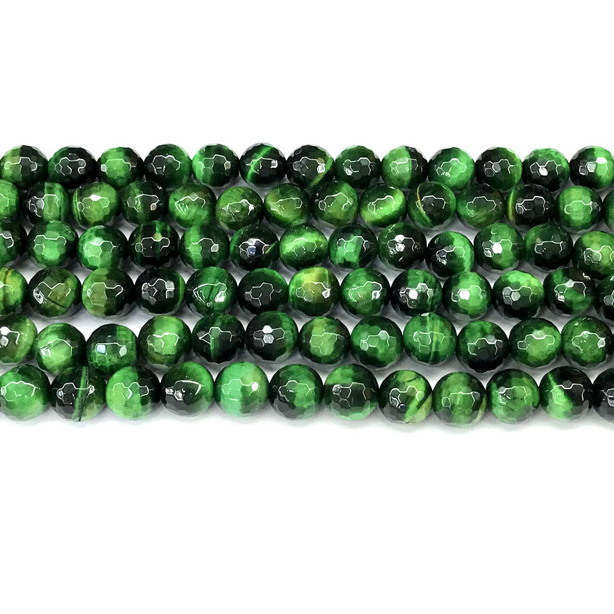 CTE391 Green Tiger Eye Beads Faceted Round 8mm 15" Strand