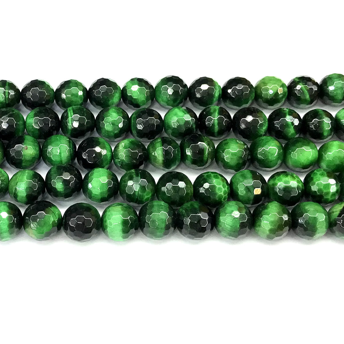 CTE393 Green Tiger Eye Beads Faceted Round 12mm 15" Strand