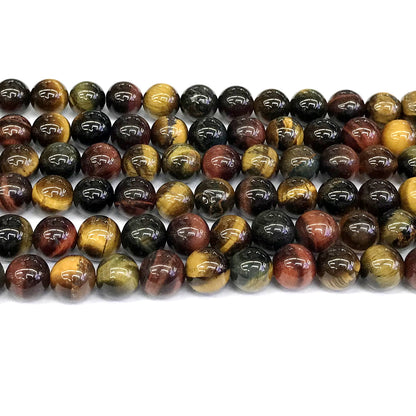 CTE40 Colorful Tiger Eye Beads Smooth Round 10mm 15" Strand