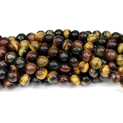 CTE40 Colorful Tiger Eye Beads Smooth Round 10mm 15" Strand