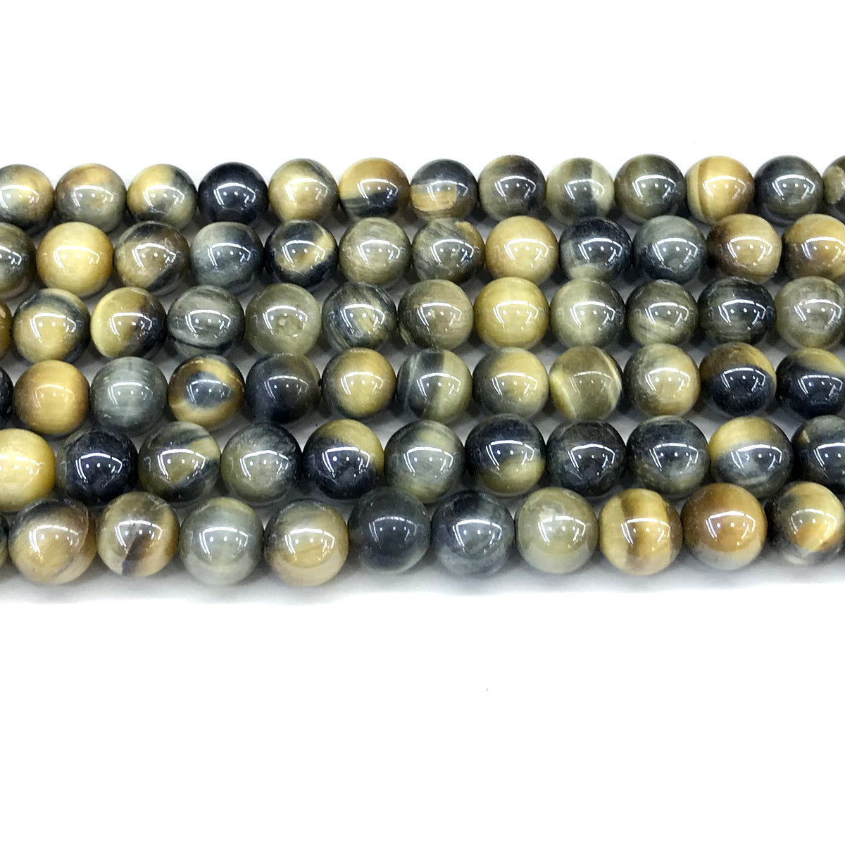 CTE401 Golden & Blue Tiger Eye Beads Electroplated Smooth Round 8mm 15" Strand