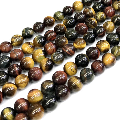 CTE41 Colorful Tiger Eye Beads Smooth Round 12mm 15" Strand