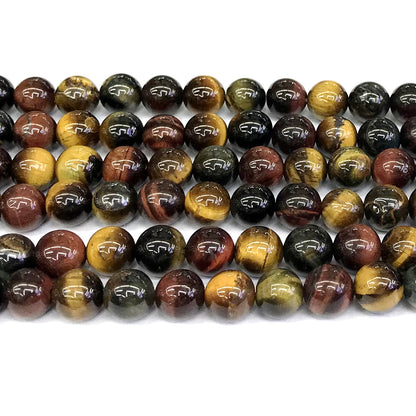 CTE41 Colorful Tiger Eye Beads Smooth Round 12mm 15" Strand