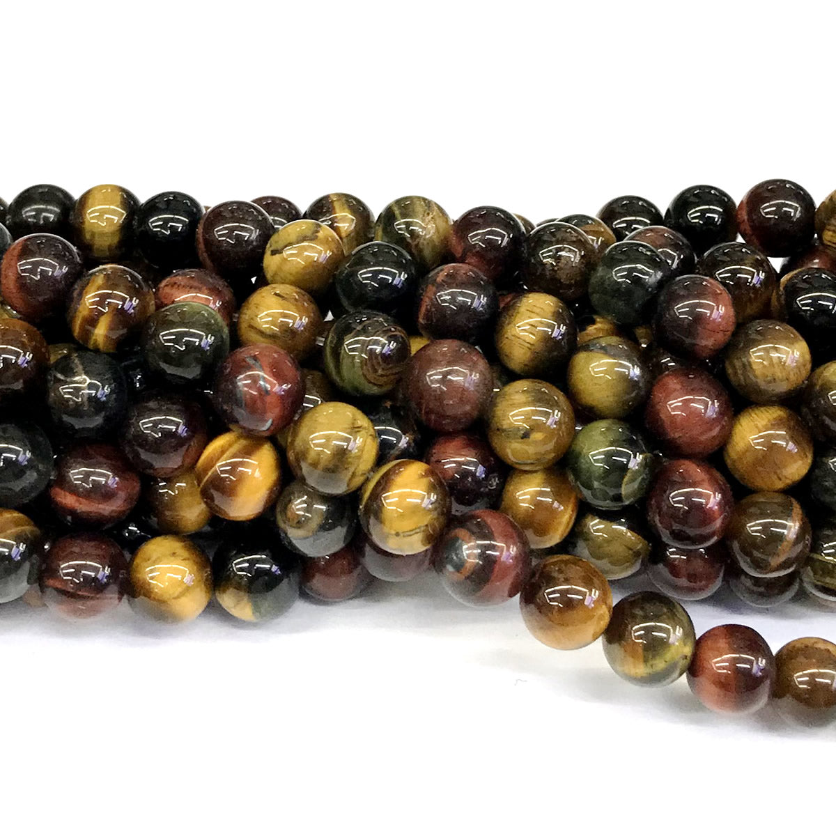 CTE41 Colorful Tiger Eye Beads Smooth Round 12mm 15" Strand