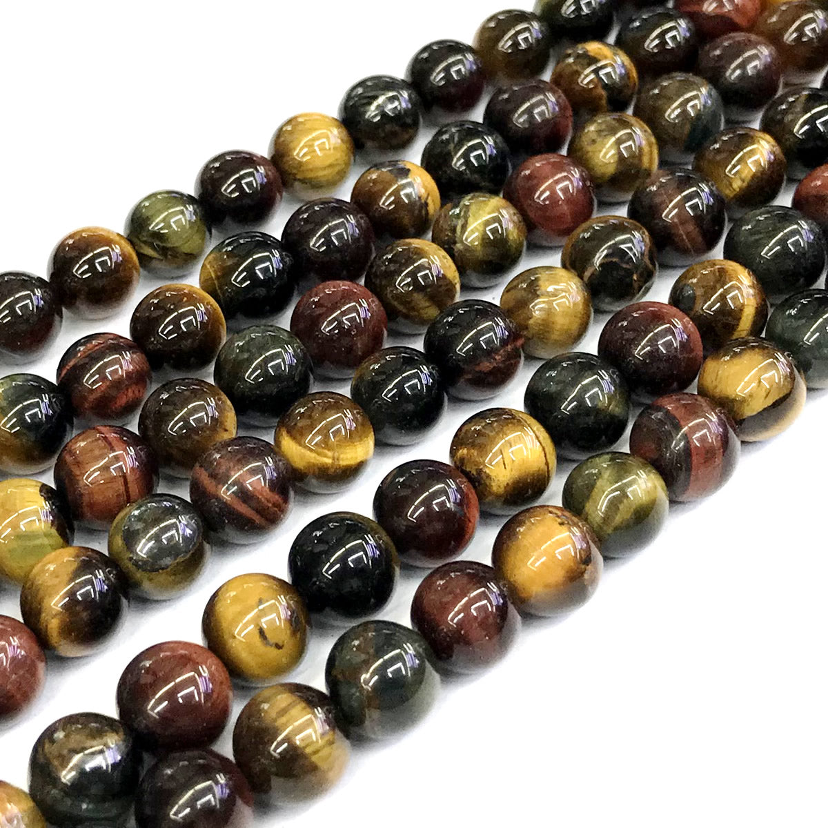 CTE42 Colorful Tiger Eye Beads Smooth Round 14mm 15" Strand