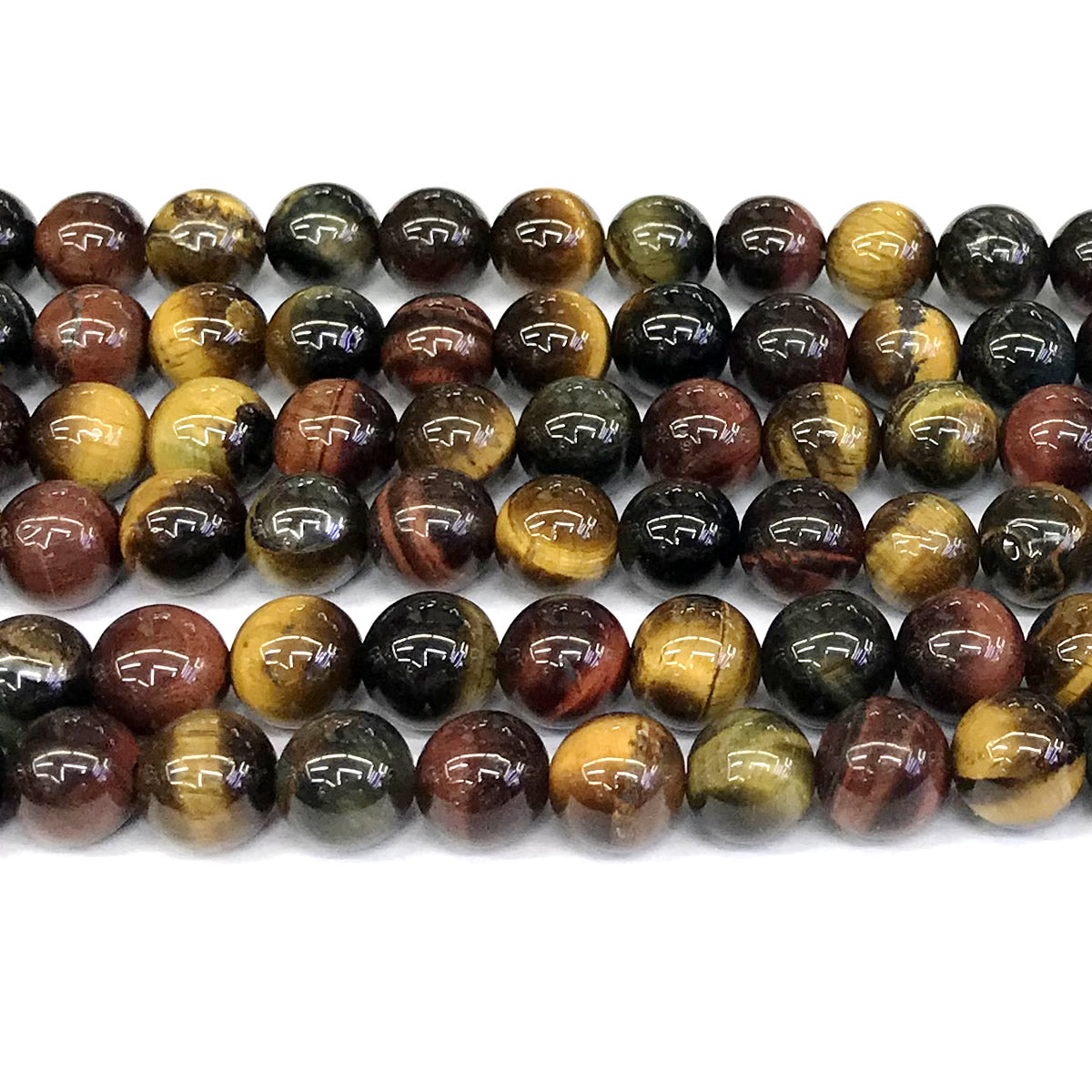 CTE42 Colorful Tiger Eye Beads Smooth Round 14mm 15" Strand