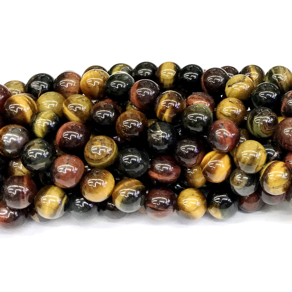 CTE42 Colorful Tiger Eye Beads Smooth Round 14mm 15" Strand