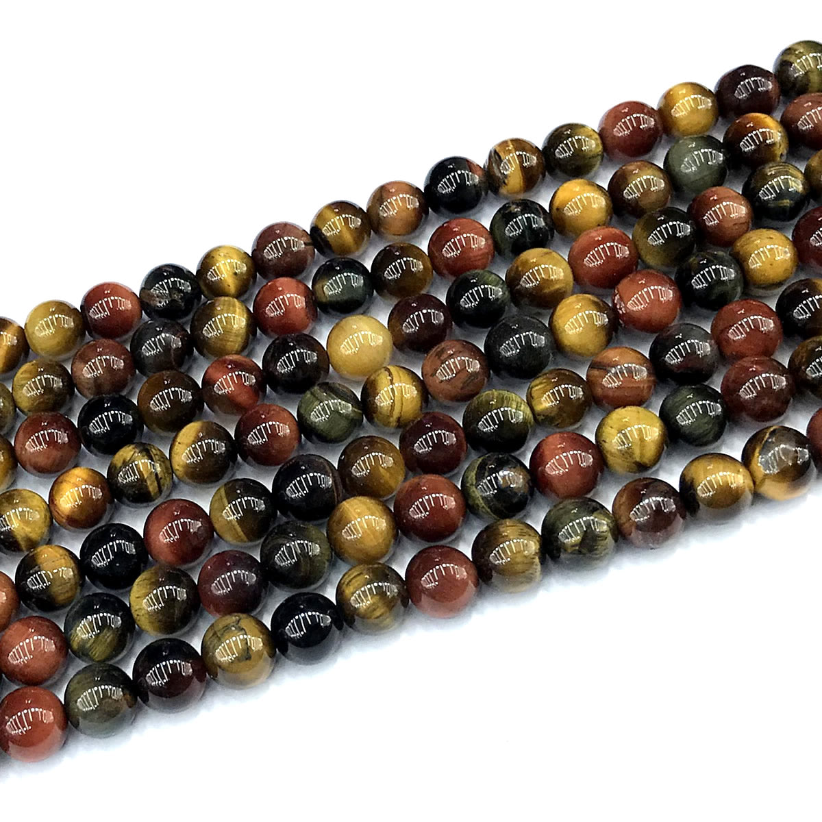 CTE425 Colorful Tiger Eye Beads Smooth Round 6mm 15" Strand