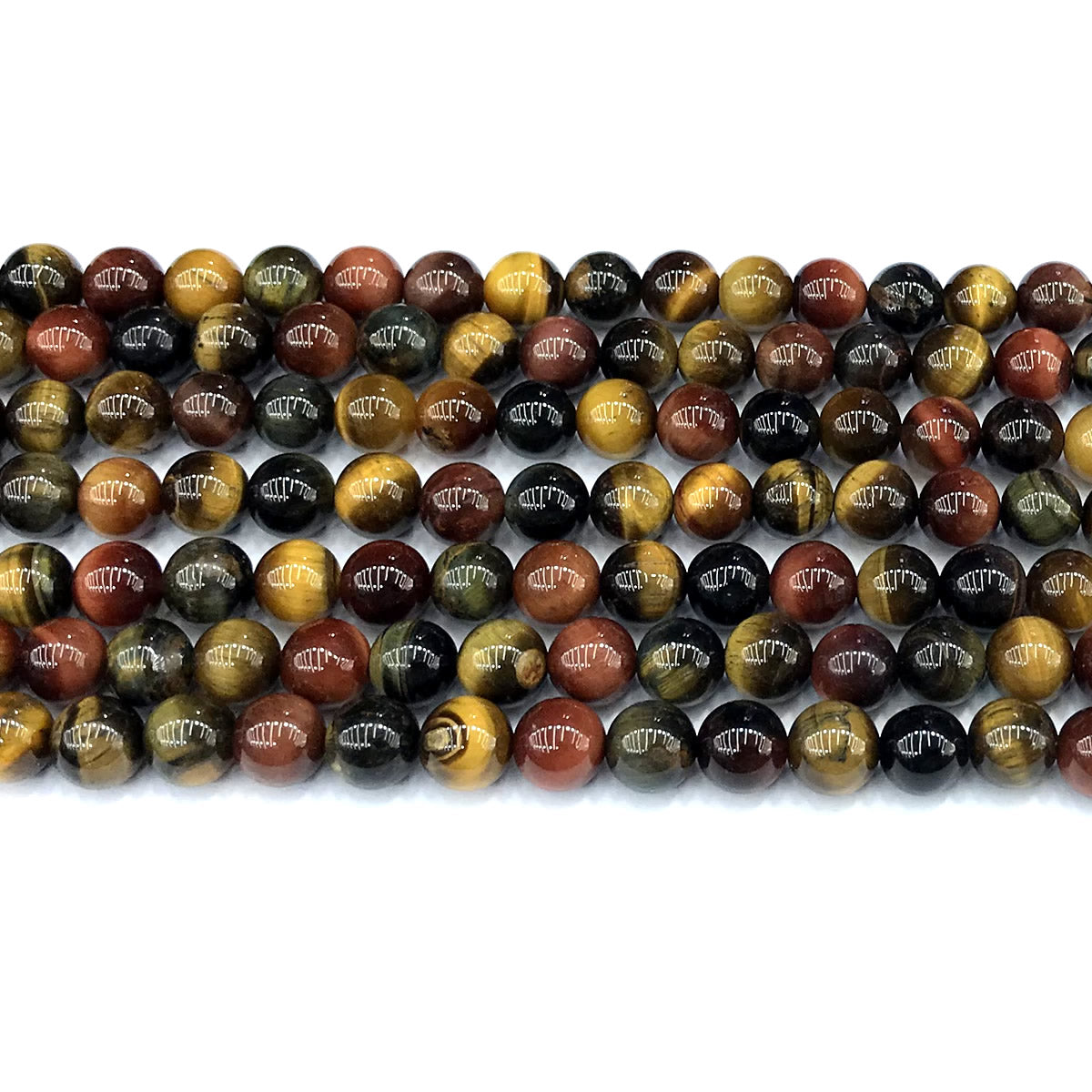 CTE425 Colorful Tiger Eye Beads Smooth Round 6mm 15" Strand