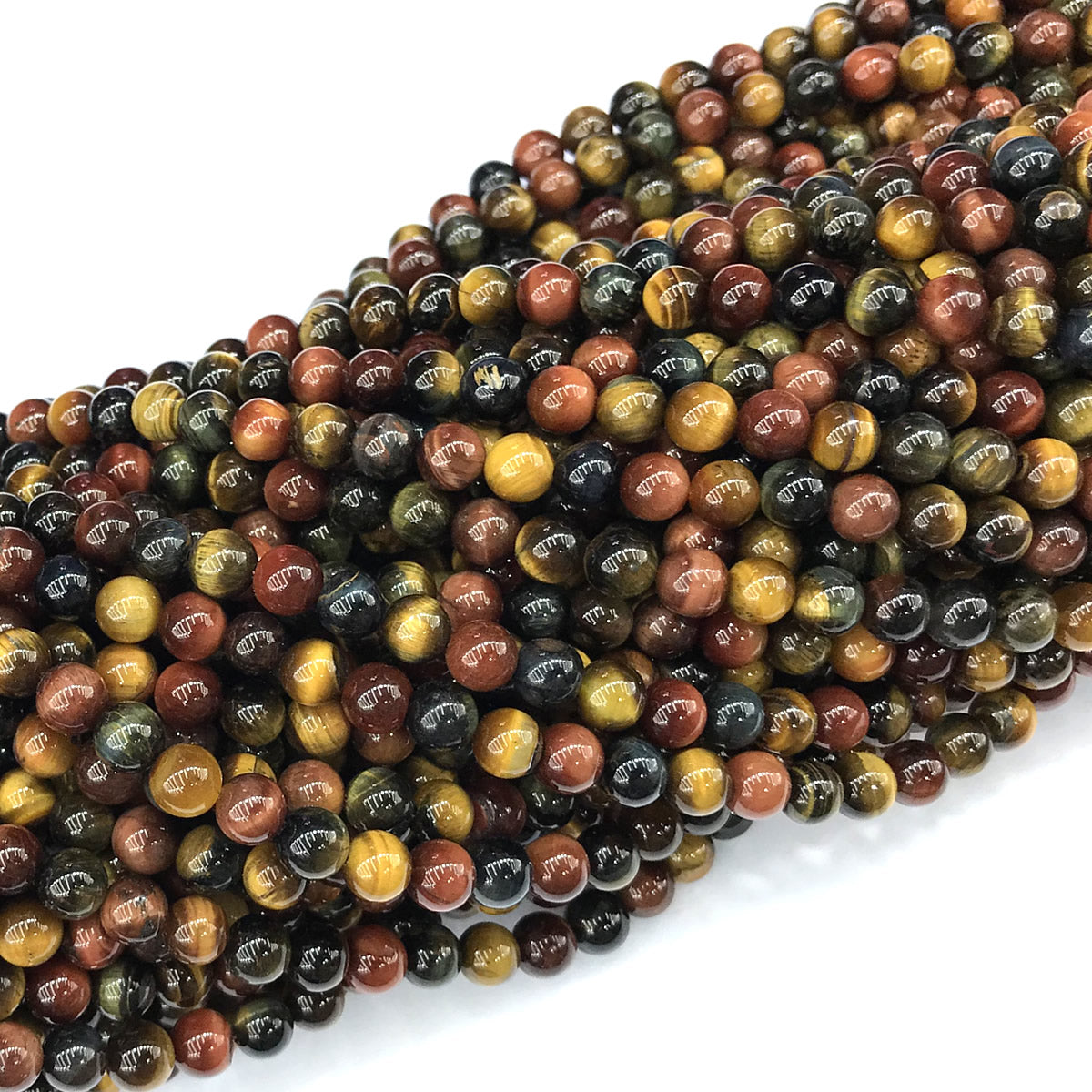 CTE425 Colorful Tiger Eye Beads Smooth Round 6mm 15" Strand