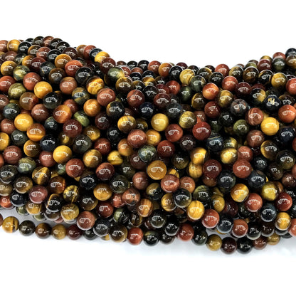 CTE425 Colorful Tiger Eye Beads Smooth Round 6mm 15" Strand