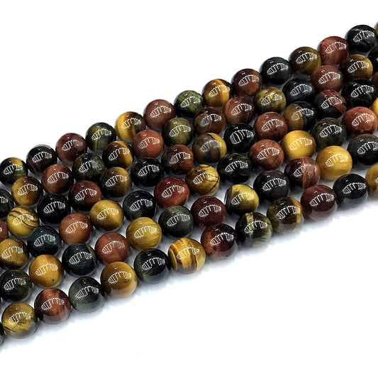 CTE426 Colorful Tiger Eye Beads Smooth Round 8mm 15" Strand