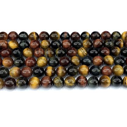 CTE426 Colorful Tiger Eye Beads Smooth Round 8mm 15" Strand