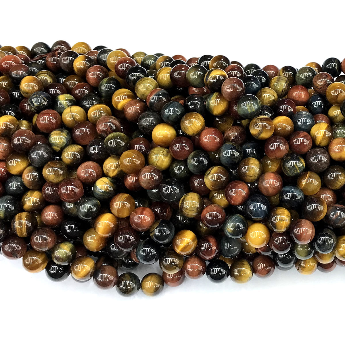 CTE426 Colorful Tiger Eye Beads Smooth Round 8mm 15" Strand