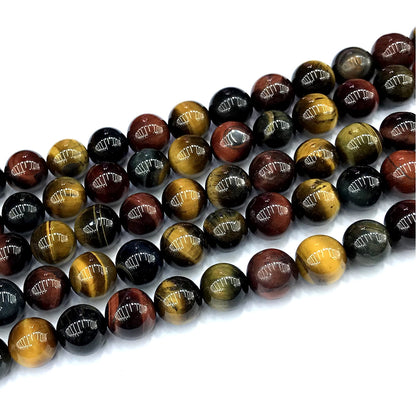 CTE427 Colorful Tiger Eye Beads Smooth Round 10mm 15" Strand