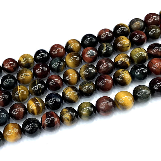 CTE427 Colorful Tiger Eye Beads Smooth Round 10mm 15" Strand