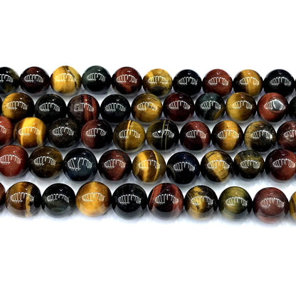 CTE427 Colorful Tiger Eye Beads Smooth Round 10mm 15" Strand