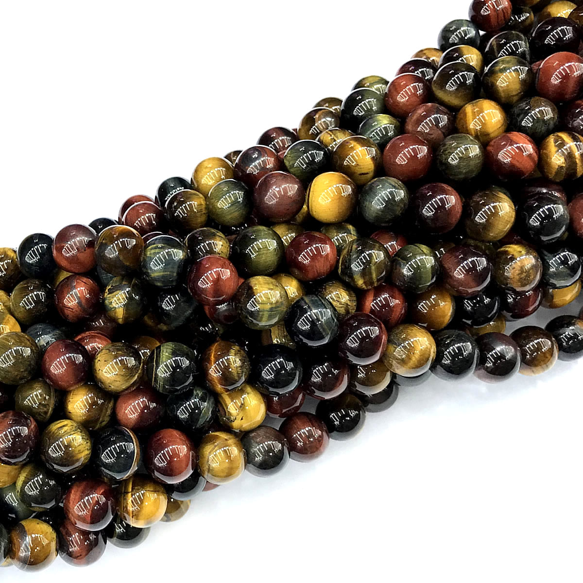 CTE427 Colorful Tiger Eye Beads Smooth Round 10mm 15" Strand