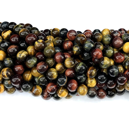 CTE427 Colorful Tiger Eye Beads Smooth Round 10mm 15" Strand