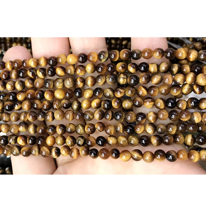 CTE50 Grade AB Yellow Tiger Eye Beads Smooth Round 4mm 15" Strand