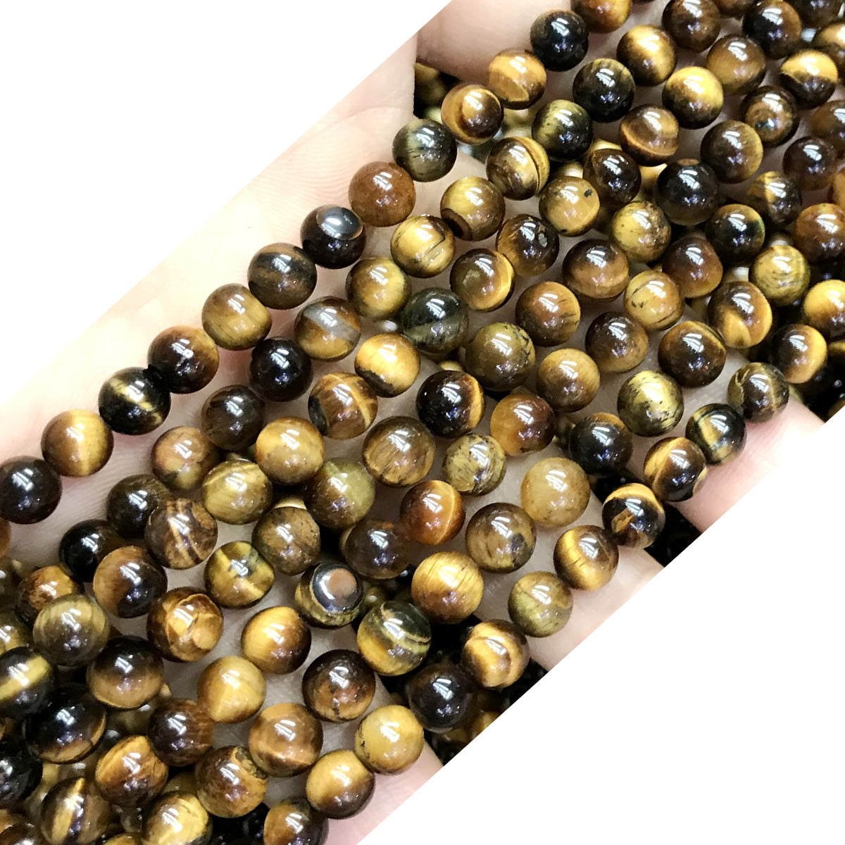 CTE52 Grade AB Yellow Tiger Eye Beads Smooth Round 6mm 15" Strand