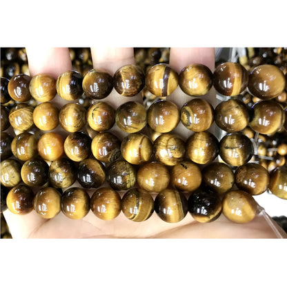 CTE54 Grade AB Yellow Tiger Eye Beads Smooth Round 10mm 15" Strand