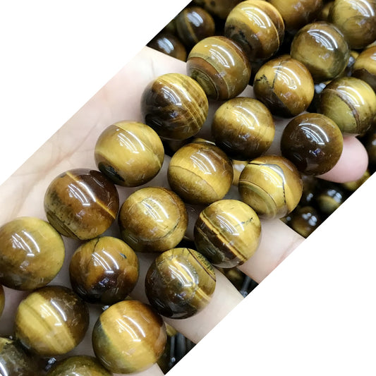 CTE57 Grade AB Yellow Tiger Eye Beads Smooth Round 16mm 15" Strand