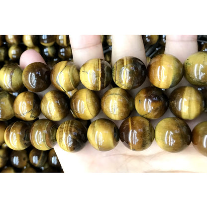 CTE57 Grade AB Yellow Tiger Eye Beads Smooth Round 16mm 15" Strand