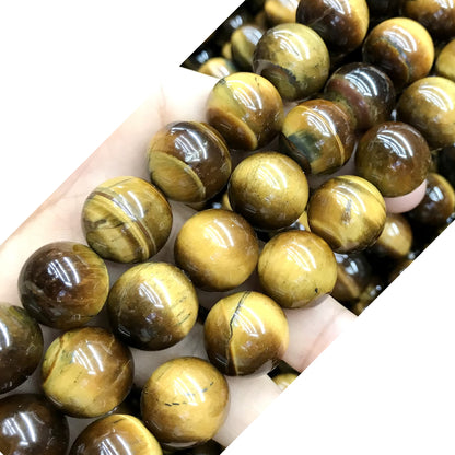 CTE58 Grade AB Yellow Tiger Eye Beads Smooth Round 18mm 15" Strand