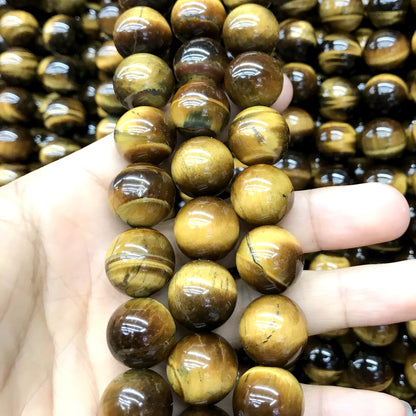 CTE58 Grade AB Yellow Tiger Eye Beads Smooth Round 18mm 15" Strand