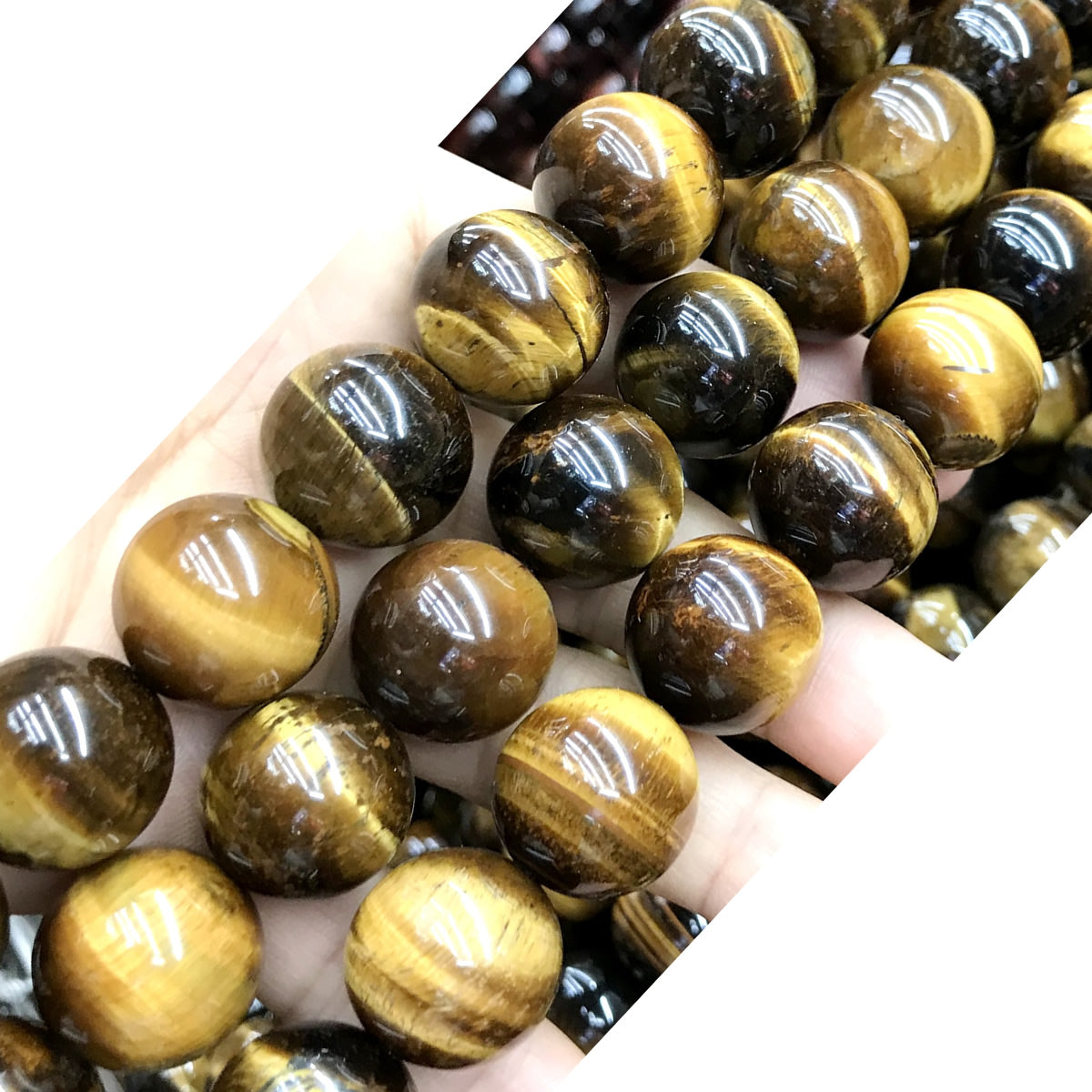 CTE59 Grade AB Yellow Tiger Eye Beads Smooth Round 20mm 15" Strand