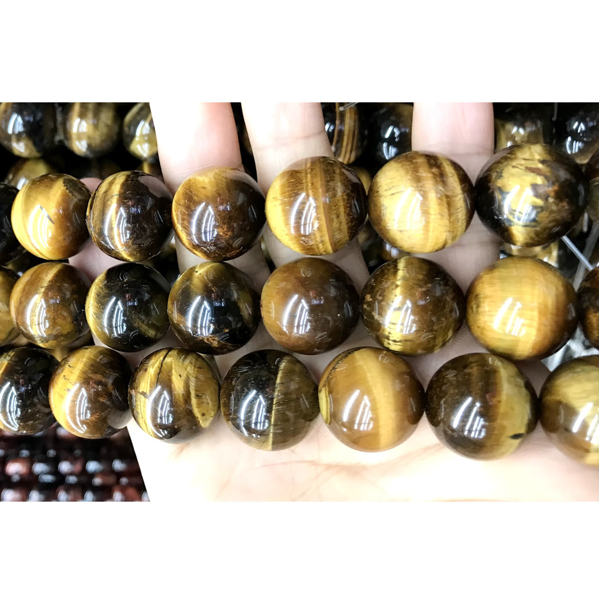 CTE59 Grade AB Yellow Tiger Eye Beads Smooth Round 20mm 15" Strand