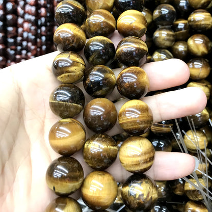 CTE59 Grade AB Yellow Tiger Eye Beads Smooth Round 20mm 15" Strand