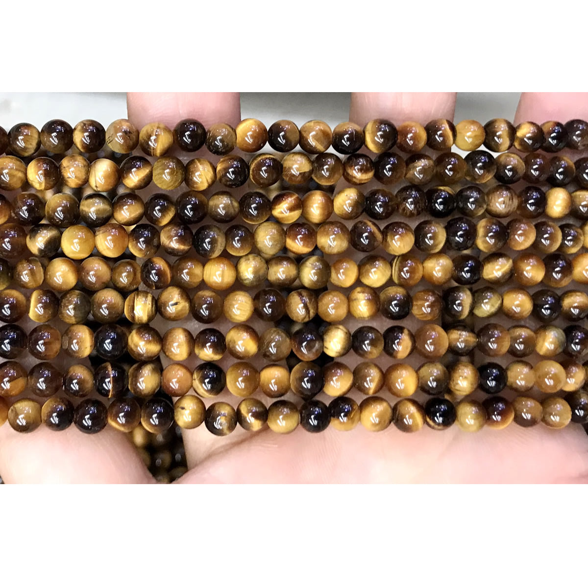 CTE61 Grade A Yellow Tiger Eye Beads Smooth Round 4mm 15" Strand