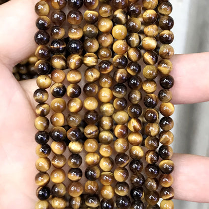 CTE61 Grade A Yellow Tiger Eye Beads Smooth Round 4mm 15" Strand