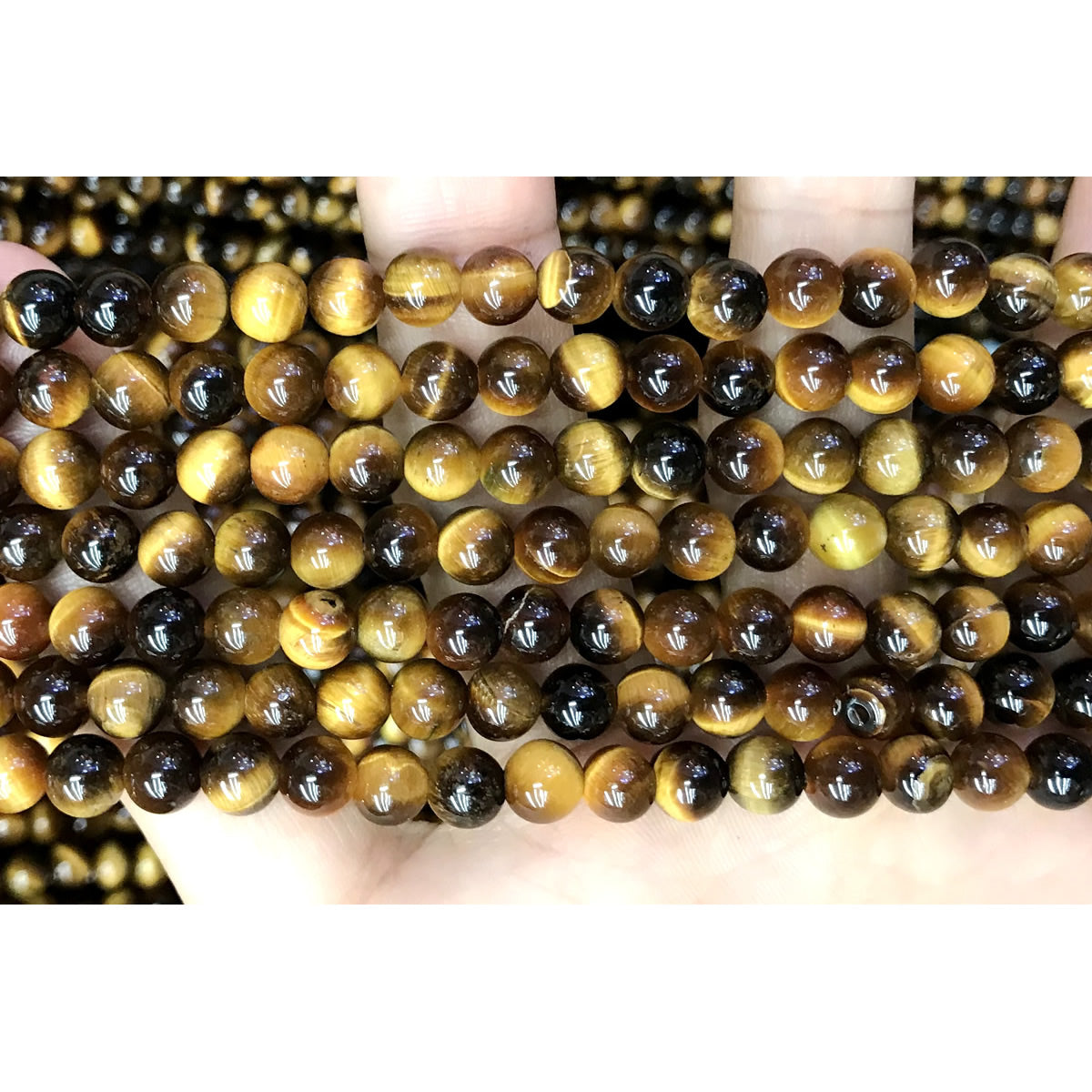 CTE63 Grade A Yellow Tiger Eye Beads Smooth Round 6mm 15" Strand