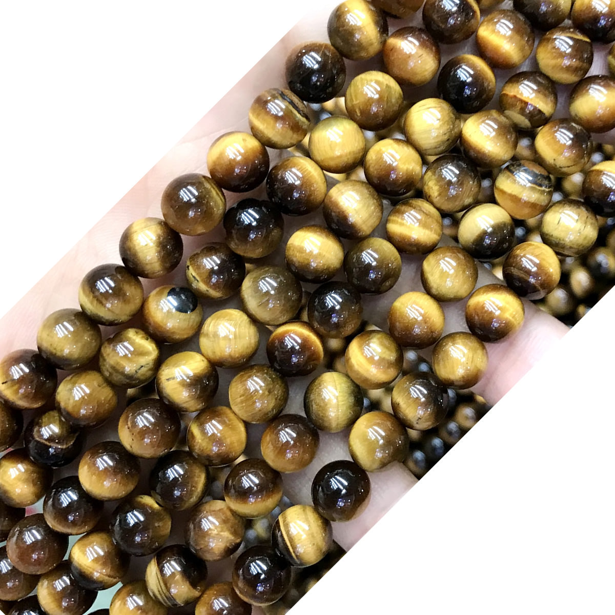 CTE64 Grade A Yellow Tiger Eye Beads Smooth Round 8mm 15" Strand