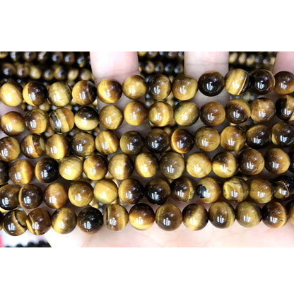 CTE64 Grade A Yellow Tiger Eye Beads Smooth Round 8mm 15" Strand