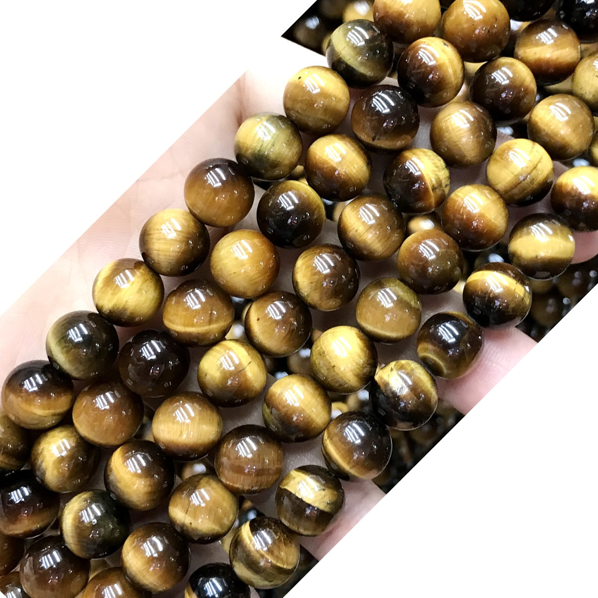 CTE65 Grade A Yellow Tiger Eye Beads Smooth Round 10mm 15" Strand