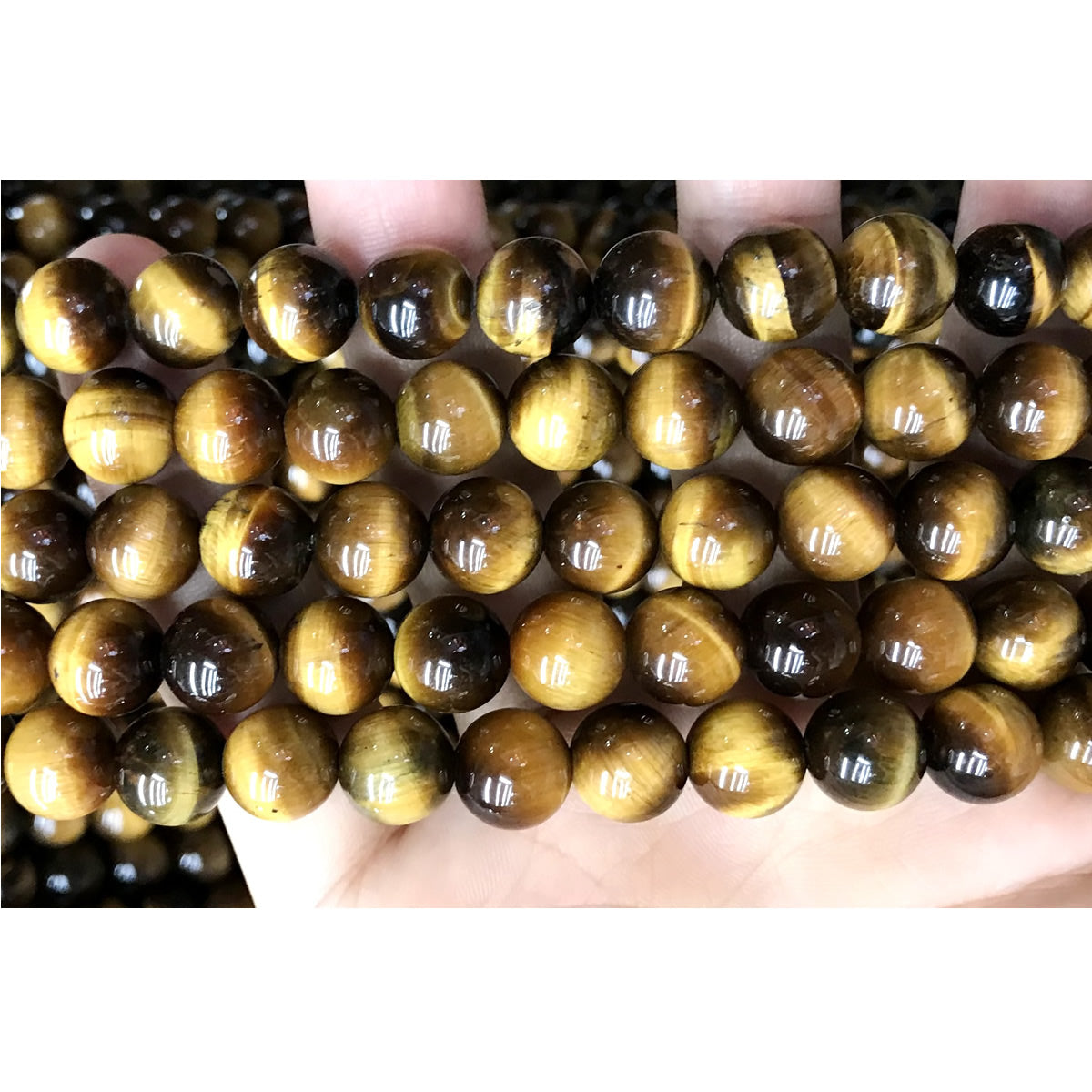 CTE65 Grade A Yellow Tiger Eye Beads Smooth Round 10mm 15" Strand