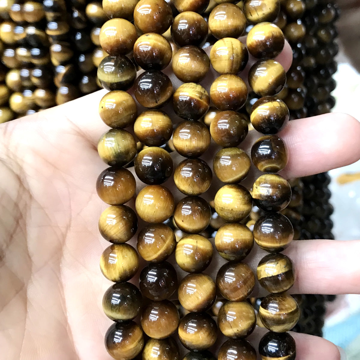 CTE65 Grade A Yellow Tiger Eye Beads Smooth Round 10mm 15" Strand