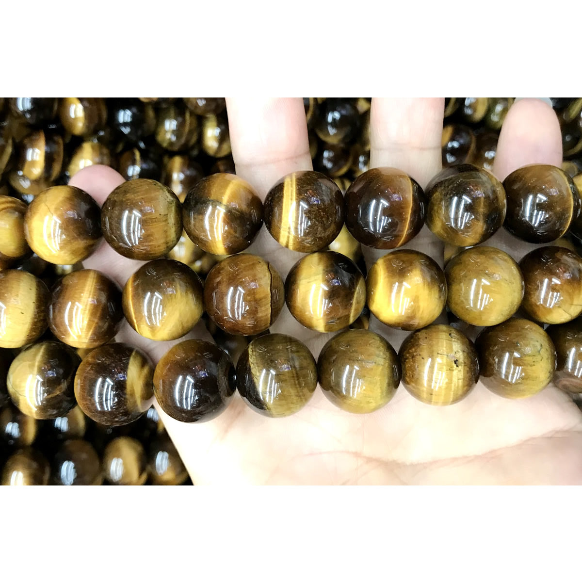 CTE67 Grade A Yellow Tiger Eye Beads Smooth Round 14mm 15" Strand