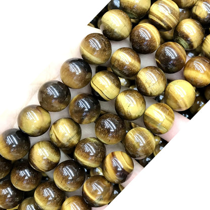 CTE68 Grade A Yellow Tiger Eye Beads Smooth Round 16mm 15" Strand