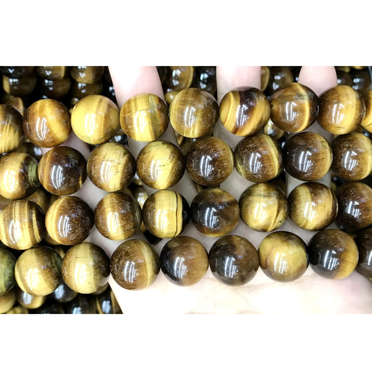 CTE68 Grade A Yellow Tiger Eye Beads Smooth Round 16mm 15" Strand