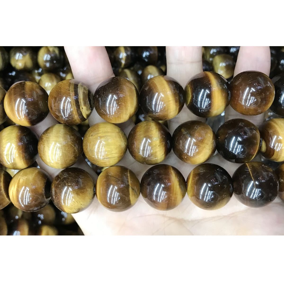 CTE69 Grade A Yellow Tiger Eye Beads Smooth Round 18mm 15" Strand