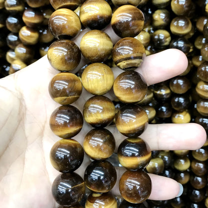 CTE69 Grade A Yellow Tiger Eye Beads Smooth Round 18mm 15" Strand