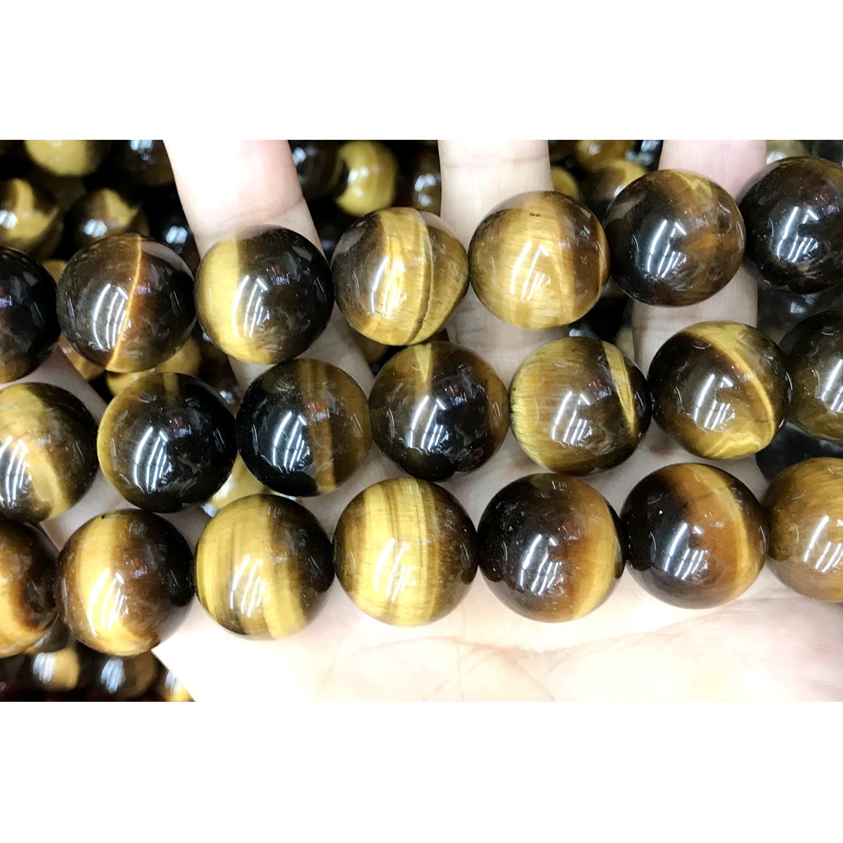 CTE70 Grade A Yellow Tiger Eye Beads Smooth Round 20mm 15" Strand